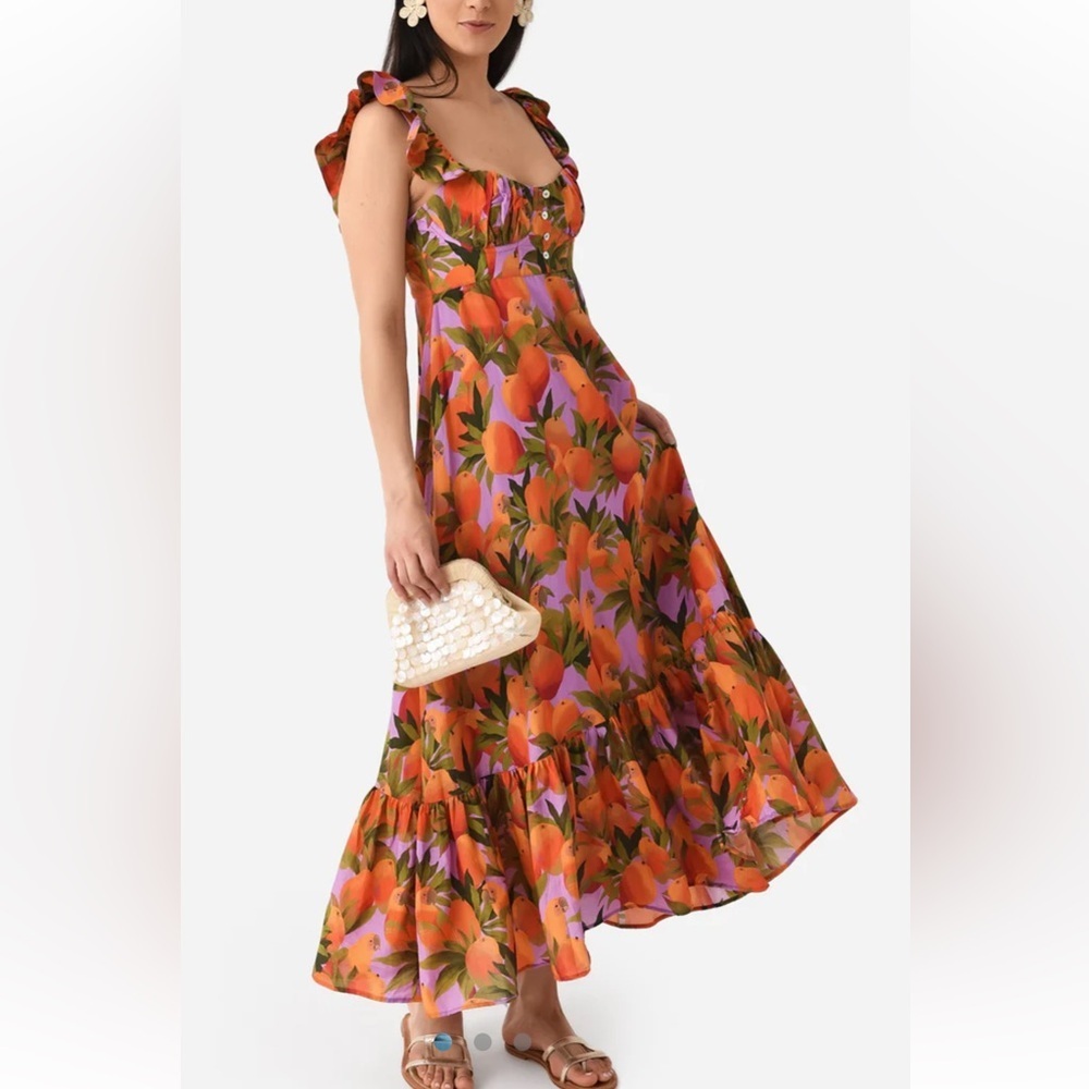 Farm Rio Women's Mango Macaws Maxi Dress Size XS